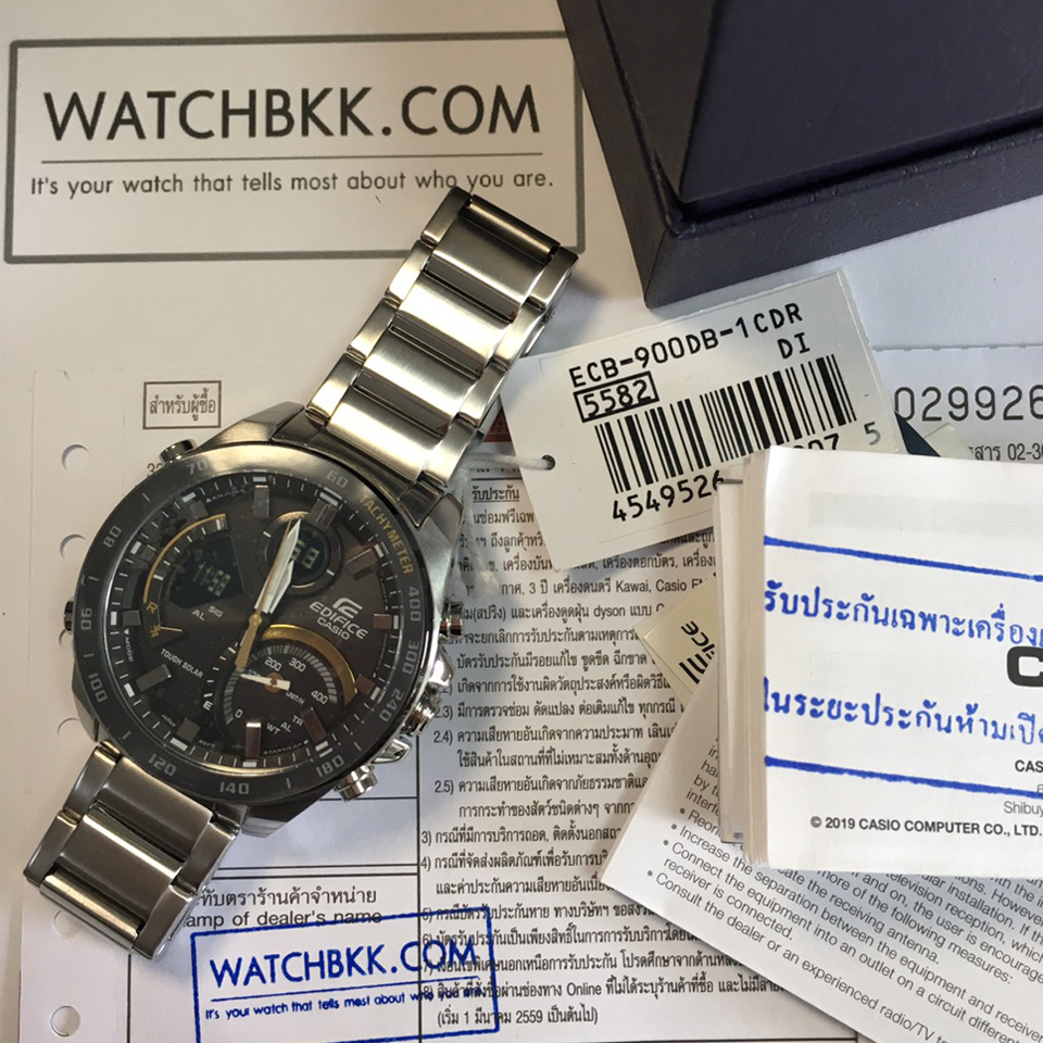 นาฬิกา edifice กล่องและใบรับประกันนาฬิกา จาก cmg จากเว็บ watchbkk.com